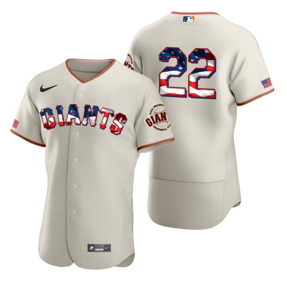 San Francisco Giants #22 Will Clark Men Nike Cream Fluttering USA Flag Limited Edition Authentic MLB Jersey